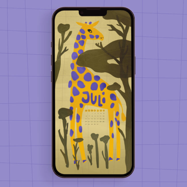 Smartphone-Wallpaper mit Giraffen-Zeichnung